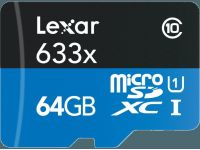 Carte mémoire Lexar Micro SDXC 64Go c10 633x +Adapt. LSDMI64GBBEU633A
